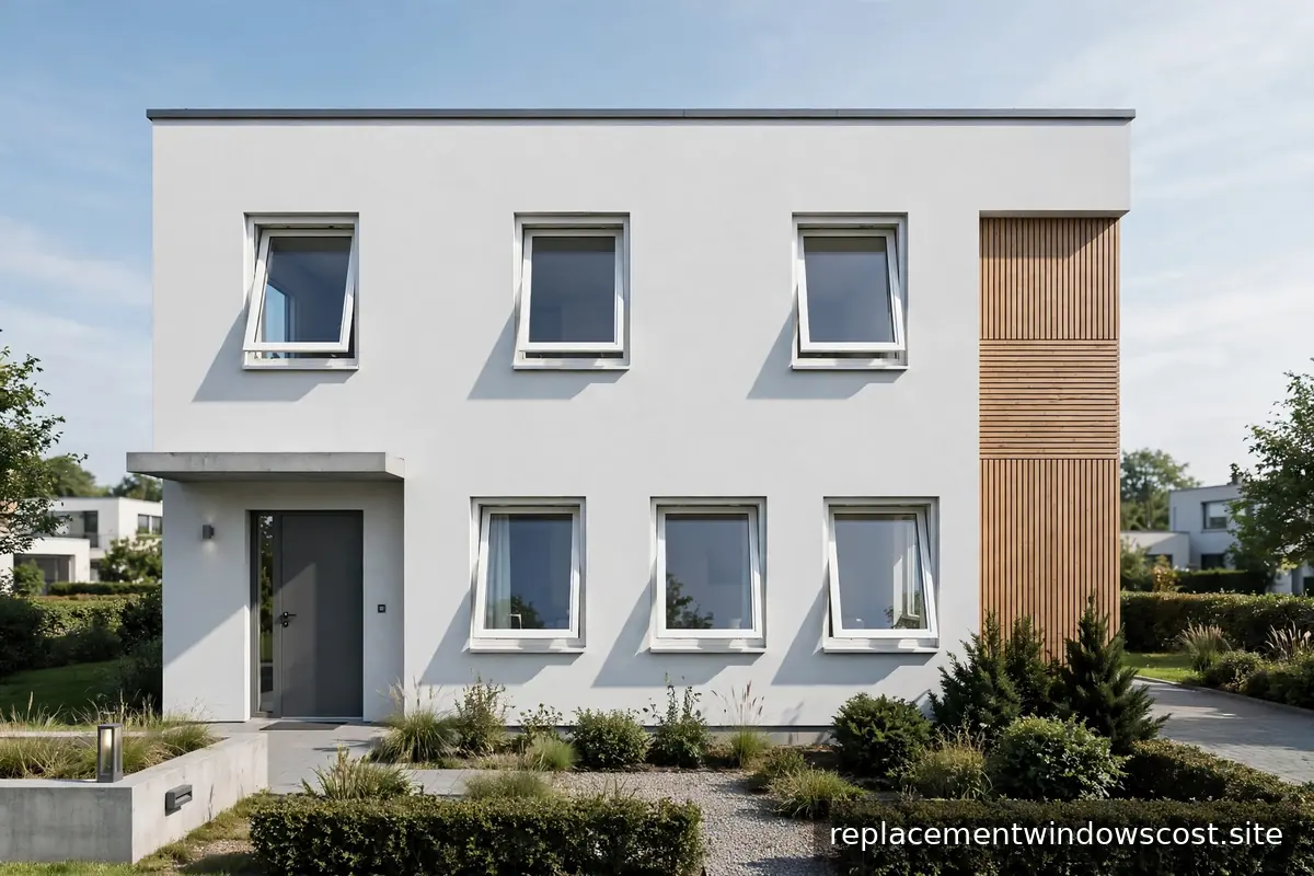 Modernes Einfamilienhaus mit weißen Dreh-Kipp-Fenstern