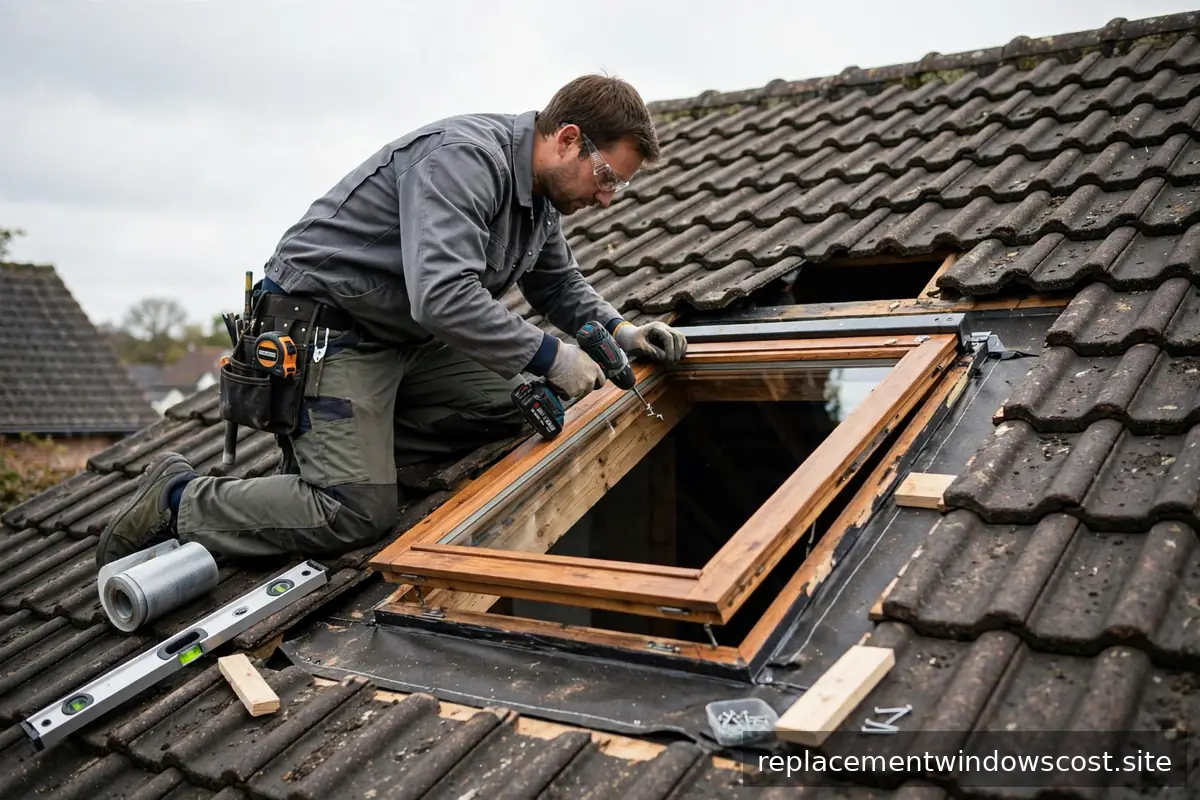 Handwerker montiert ein Dachflächenfenster
