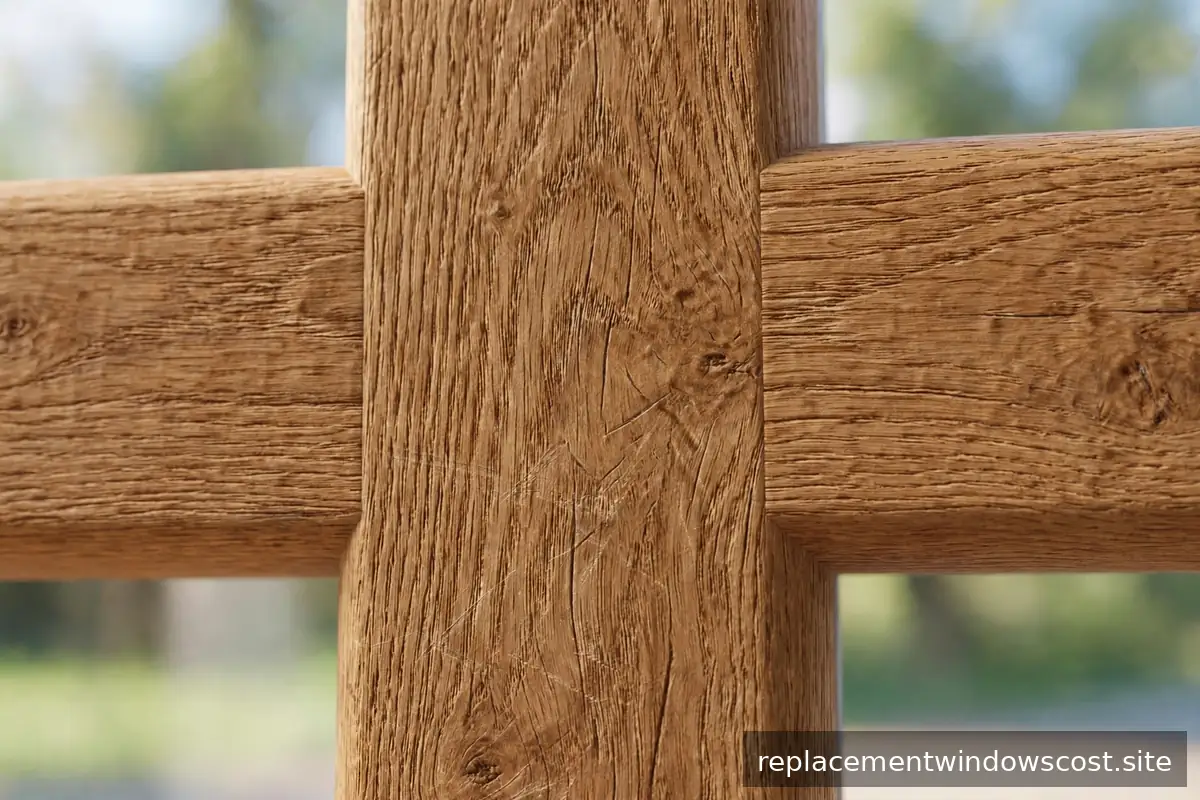 Holzfensterrahmen aus Eiche mit Maserung