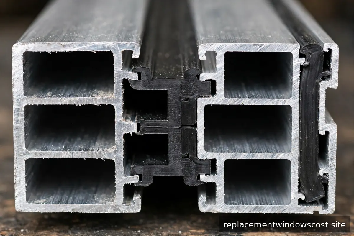 Aluminiumprofil mit thermischer Trennung im Querschnitt