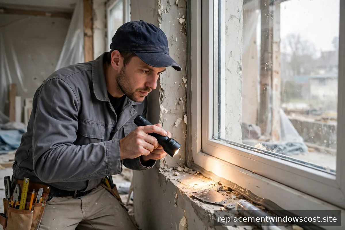 Handwerker prüft die Dichtheit eines Fensters