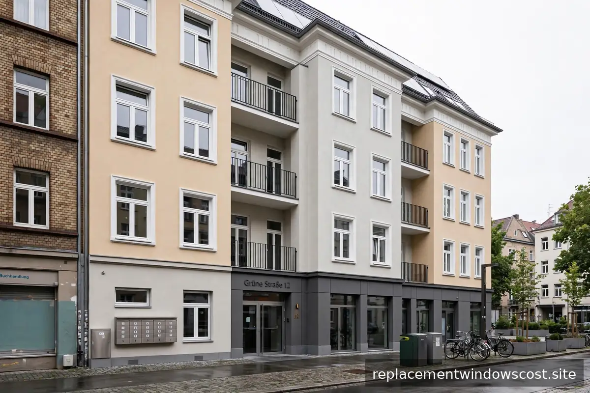 Saniertes Mehrfamilienhaus mit neuen Fenstern