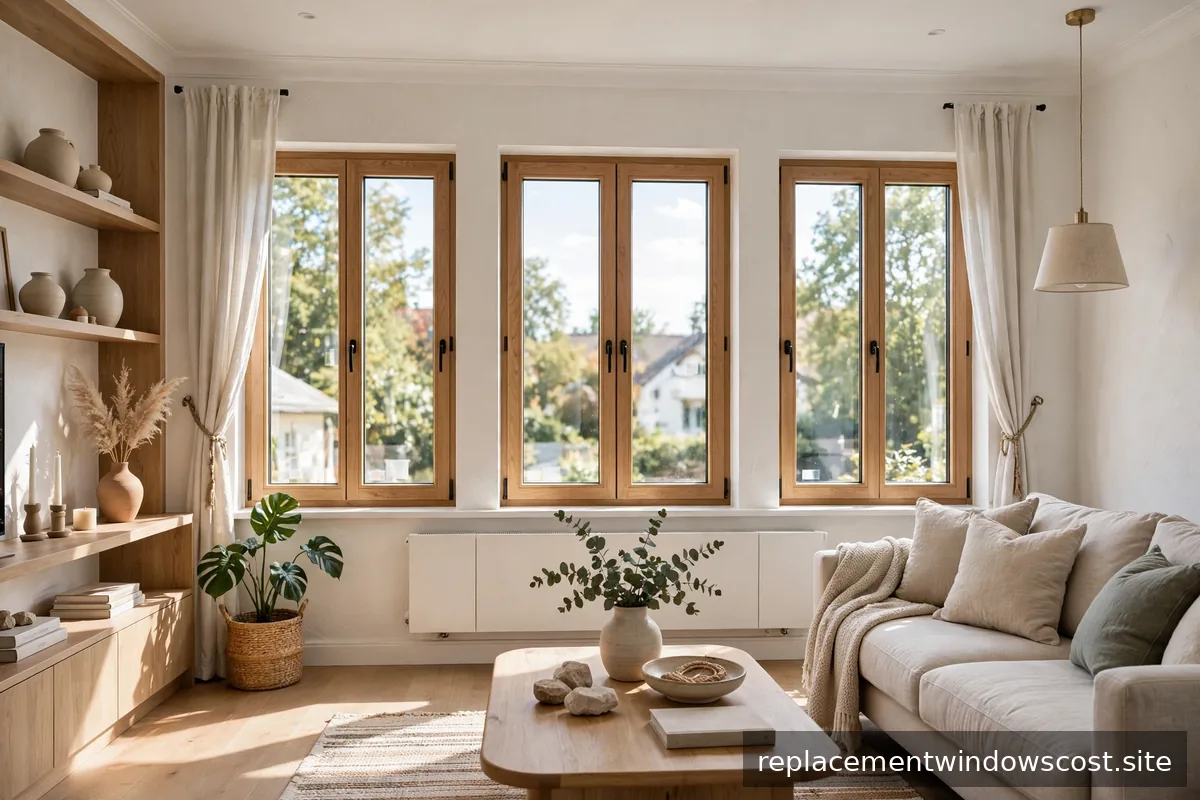 Neue Fenster in einem renovierten Wohnzimmer