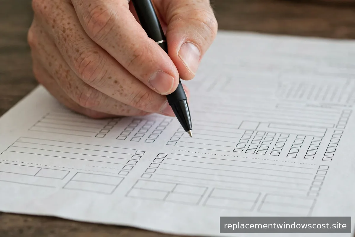 Hand mit Stift über einem Antragsformular
