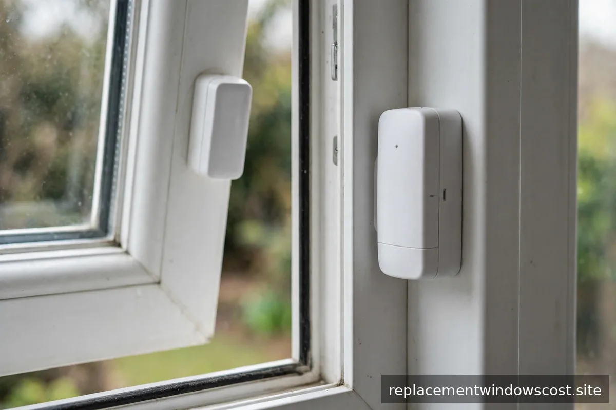 Fenstersensor an einem geöffneten Fenster
