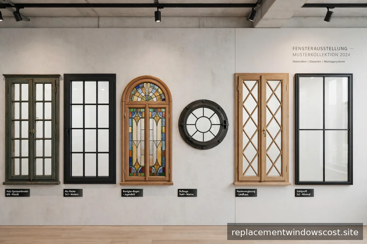 Verschiedene Fenstermuster in einem Ausstellungsraum